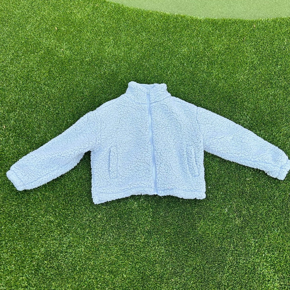 LA hearts fluffy blue jacket